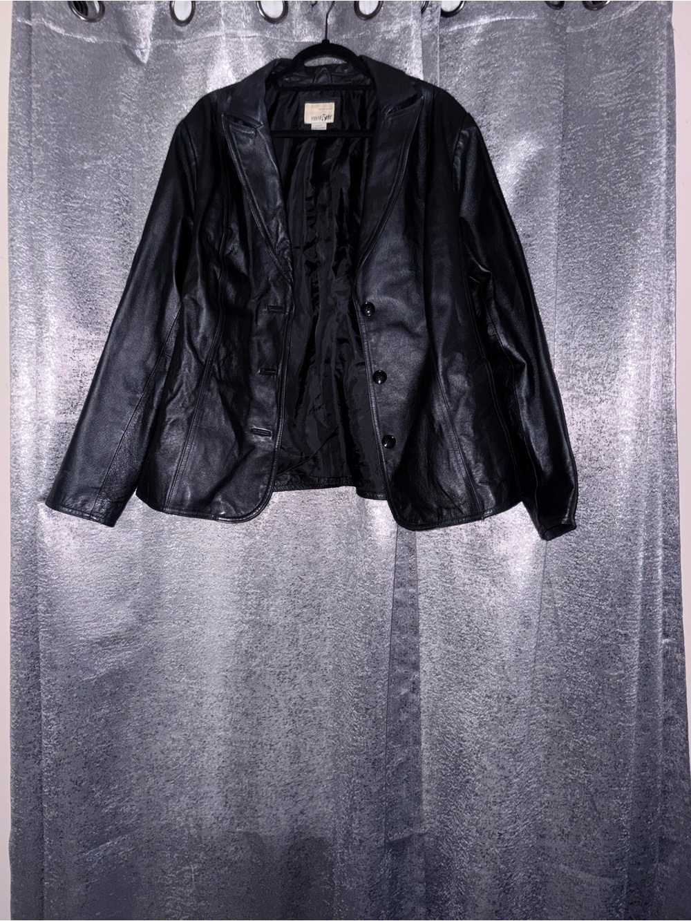 Classic Black Leather Blazer Jacket